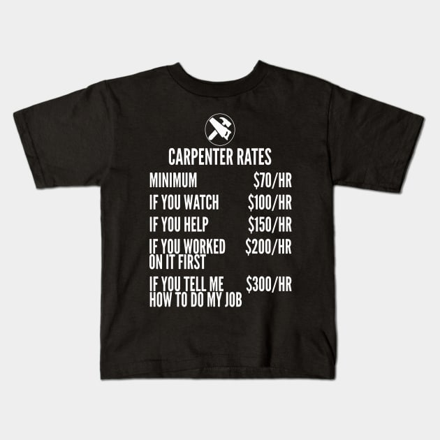 Carpenter Rates Funny Saywer Gift Kids T-Shirt by Pretr=ty